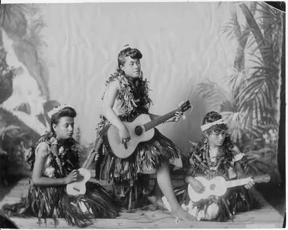 Hula dancers, photograph by J. J. Williams (.026), 1882
