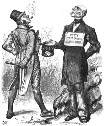Irish landlord begging for rent, 1880