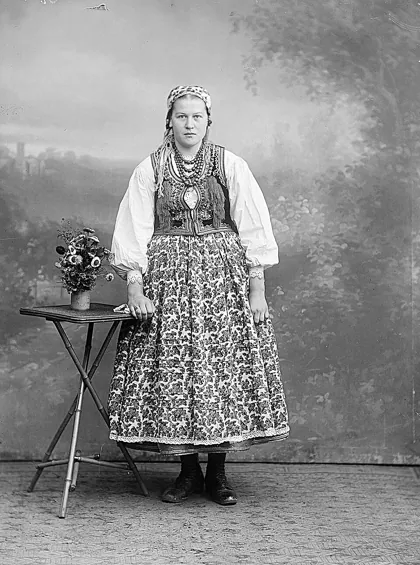 A young Polish woman, Anna Barańska, in a Kraków costume, 1920, 1920