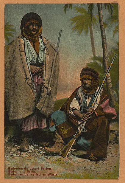 Studio portrait of models wearing traditional clothing from the province of Hale, 1873
